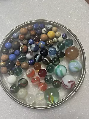 Vintage/Antique Marbles - Shooters Cats Eye Clay Glazed Uranium Akro Agate? • $9.99