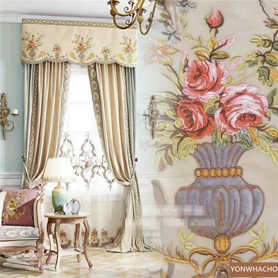 Upscale Villa Stitching Beige Thick Velvet Cloth Curtain Valance Drape B809* • $247