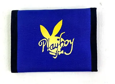 Vintage PLAYBOY Nylon Bi-Fold Blue Wallet Hook Loop Closure #3 RARE • $30