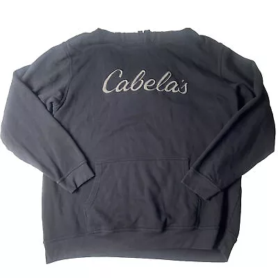 Cabelas LT Black Spell Out Logo Pullover Hoodie Sweatshirt Black Performance • $17.99