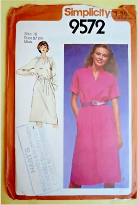 Vintage 1980s/1990s  Simplicity Sewing Pattern. Ladies  Shirt Dress. 38  Bust. • £3