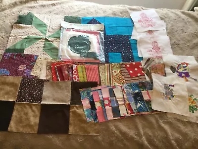 Assorted Lot Red Embroidery Blocks/Quilt Squares/70 Diamonds Cotton • $24.95