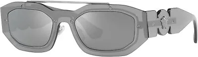 VERSACE VE2235 10016G 51mm Transparent Grey Silver Grey Mirror Men's Sunglasses • $109.99