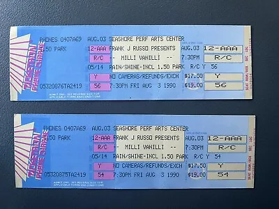 Two Unused 1990 Milli Vanilli Concert Tickets • $25