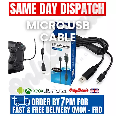 PS4 XBOX ONE Controller Cable Charger Lead USB A Male To MICRO 50cm 1m 2m 3m 5m • £3.25