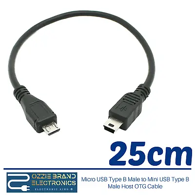 Micro USB Type B Male To Mini USB Type B Male Host OTG Adapter Cable Connector • £3.80