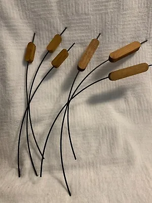MCM Mid Century Black Metal With Wood Cattails Wall Art Decor • $19.78