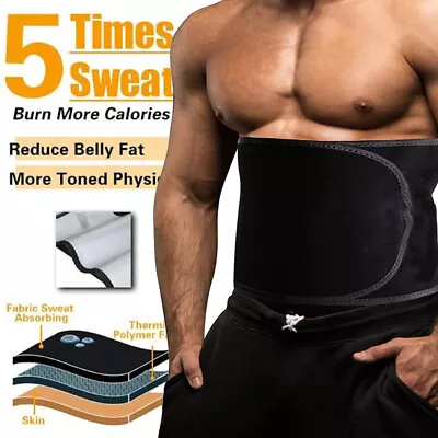 Men Sweat Waist Trimmer Exercise Belt Burn Fat Body Shaper Weight Loss Girdles • $17.98