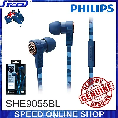 $1079.50 • Buy PHILIPS SHE9055BL Headphones Earphones With Mic - BLUE - Genuine - For IPhones