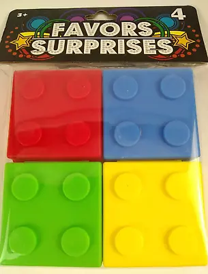 $8 • Buy Lego Shaped Blocks 4 Favors Surprises Plastic Hinged Fillable Colorful Birthdays