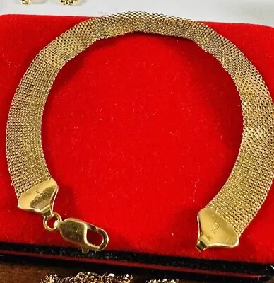 18K 18 Carat Gold Snake Chain Bracelet 8” Long 10mm 7.9g • £893.82