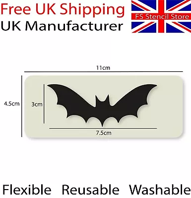 Flying Bat Crafting Card Making Face Paint Stencil 11cm X 4.5cm Reusable  • £3.40