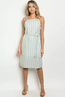 NWT NEW Miao Miao Sunny Striped Green Dress Size Large • $16
