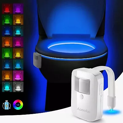 Toilet LED Night Light Nightlight Lamp Bathroom Motion Sensor Ledlight Seat New • $11.68