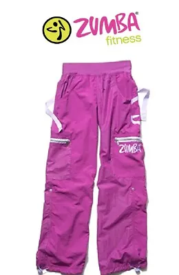 Ladies Teen Girls PINK Zumba Fitness Cargo Pants Trousers Dance Size LARGE 12-14 • £9.89