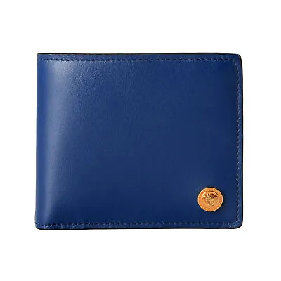 Versace Men's Royal Blue 100% Leather Gold Medusa Bifold Wallet • $269.99