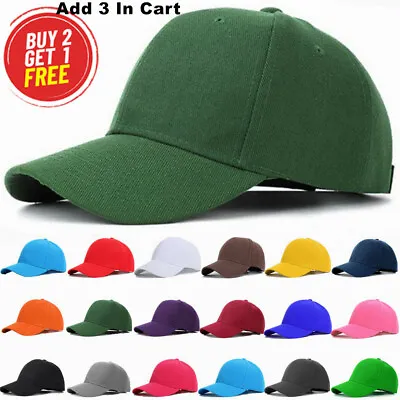 Plain Baseball Caps Adjustable Solid Blank Hat Polo Style Curved Visor Army Cap • $5.99