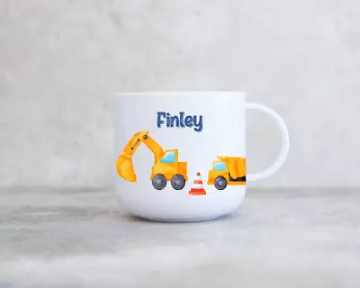 Children's Personalised Unbreakable Plastic Cup Kids Construction 6oz Cup • £7.50