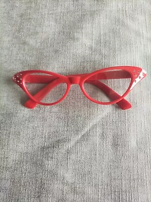 Glasses 1950s Rock Roll Period Dame Edna  Costume Fancy Dress Specs Red • £2.90