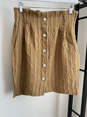 H&M Skirt Womens Size 6 Brown & Black High Waisted Button Up Striped • $8