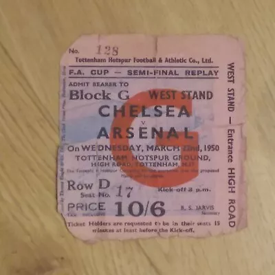 £23 • Buy Ticket 1949/50 Arsenal V Chelsea (FA Cup Semi-final Replay At Tottenham Spurs)