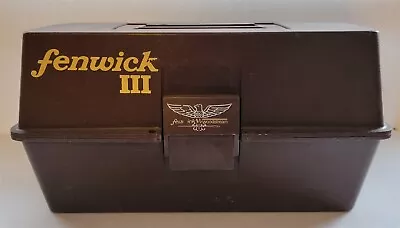 Vintage Fenwick III Brown 3-Tier Fishing Tackle Box Angling For Lures Gear • $29