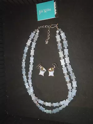 Jay King Blue Chalcedony Double Strand 18  Necklace And Earrings DTR Mine Finds • $75