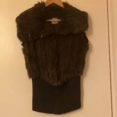 Pinko Rabbit Fur Brown Gilet Size 8 • £90