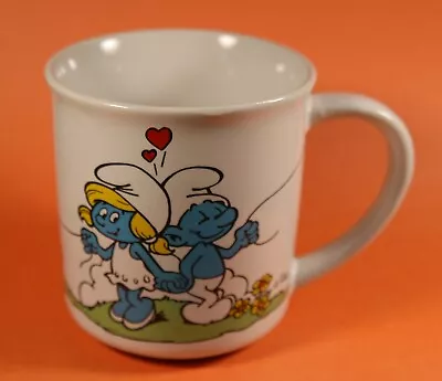 $14.99 • Buy Used Coffee Mug - The SMURFS I Love You 1981 Heart Balloons Wallace Berrie 7568