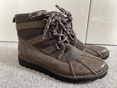 £30 • Buy Clarks Somerset Grey Leather Fleece Lined Ankle Boots Size Uk 6 D Vgc