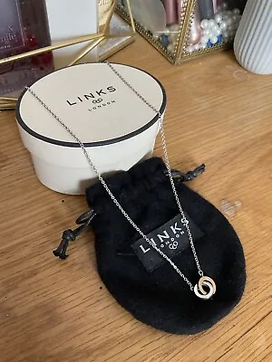 LINKS OF LONDON Sterling Silver Hallmarked  Interlocking Circles Necklace In Box • £50
