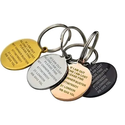 Personalised Engraved Dog Tag ID / Double Sided Dog Cat Pets Name Identity Tag • £3.68