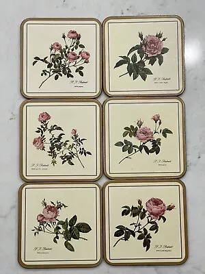 Pimpernel Vintage Coasters X 6 Cork Back Redoute Rose Floral In Box • $19
