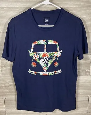 Gap Volkswagen Bus Navy Short Sleeve Shirt W/ Floral Hawaiian Print Mens Sz XS • $11.99