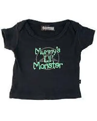 Darkside Clothing 0-6 Month MUMMY'S LIL MONSTER Black 100% Cotton T-shirt BNWT   • £5.99