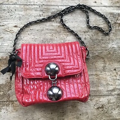 £16.95 • Buy WOMENS HANDBAG Shoulder Cross Body Bag FRENCH CONNECTION RED Patent Chain