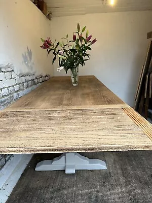 9 Ft Old Charm Solid Oak Extending  Kitchen Dining Table Refurnished • £820