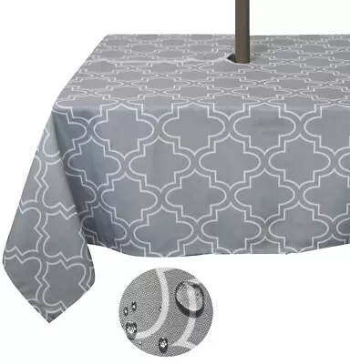 Tektrum 60 X60  Square Moroccan Tablecloth-Umbrella Hole & Zipper-Grey • $22.95