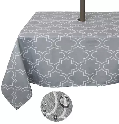 Tektrum 60 X84  Rectangular Moroccan Tablecloth-Umbrella Hole & Zipper-Grey • $24.95