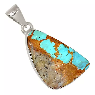 Natural Mexican Turquoise 925 Sterling Silver Pendant Jewelry ALLP-24624 • $15.99