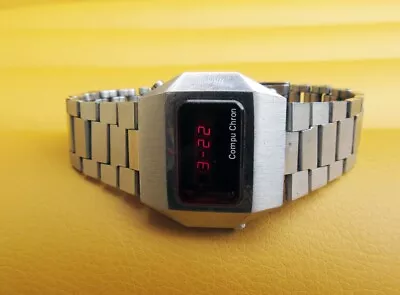 Men's Stainless 1976 Compuchron LED Digital Retro Time Computer Quartz Watch. • $85.90