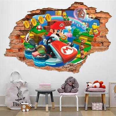 Mario 3D Wall Decal Kart Wall Sticker Removable Vinyl Sticker Wall Art Decor • $67.25