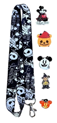 $12.95 • Buy Halloween Themed Lanyard Set With 5 Walt Disney World Park Trading Pins - NEW