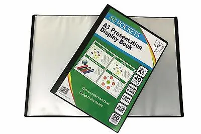 £3.99 • Buy Premium Quality Presentation Display Book Folder Portfolio Black In A4,A3