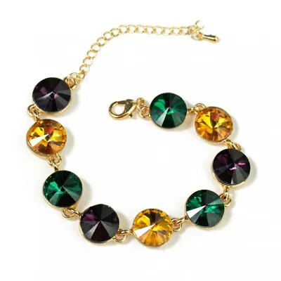 Mardi Gras  6  Circle Crystal Stone Bracelet Parade Wear Masquerade Ball Carniva • $13.99