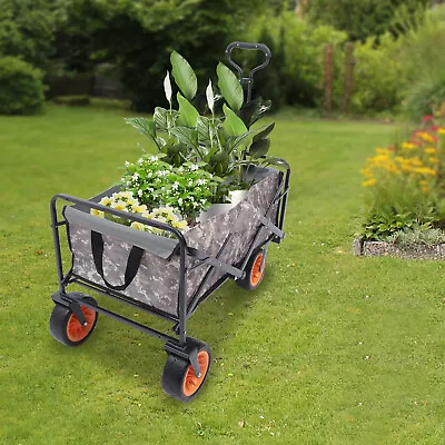 Black Outdoor Wagon Folding Cart Collapsible Garden Beach Utility Camping Sports • $65.55