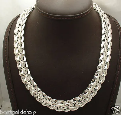 18  Bold Wheat Woven Orme Chain Necklace Real Sterling Silver Style 925 QVC • £135.56