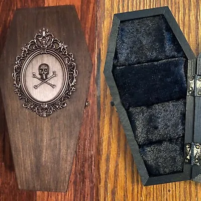 $39.99 • Buy Vintage Inspired Coffin Ring Jewelry Box Engagement Wood Victorian Gothic
