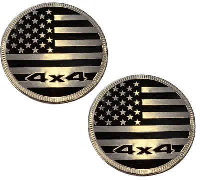 TWO- 4x4 American Flag Chrome Black METAL Emblems Fender Badge FOR Jeep Wrangler • $14.96