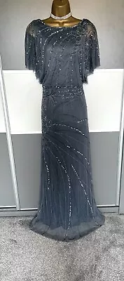 Monsoon 1920s Style Beaded Flapper Gatsby Party Prom Evening Maxi Dress Size 12 • £44.99